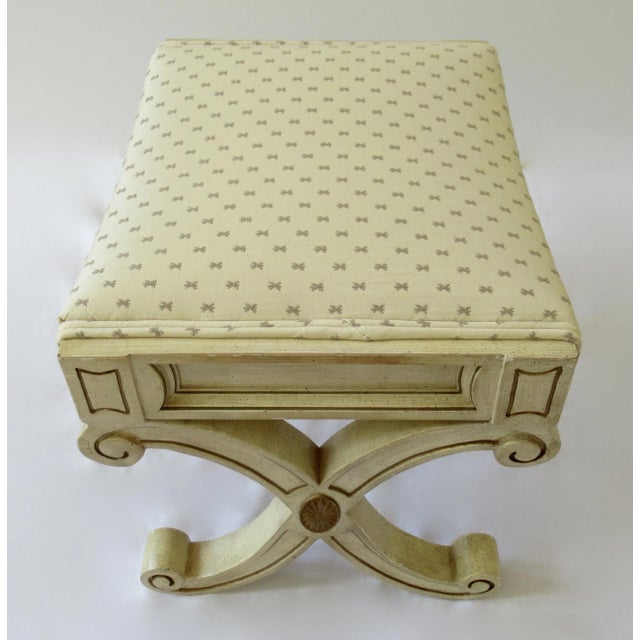 Wood Vintage C.1970's Hollywood Regency French-Style Low Bench For Sale - Image 7 of 13