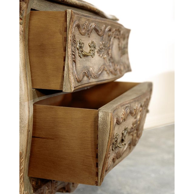 19th Century French Marble Carved Demilune Bombe Bowed Green Chest For Sale In Salt Lake City - Image 6 of 10