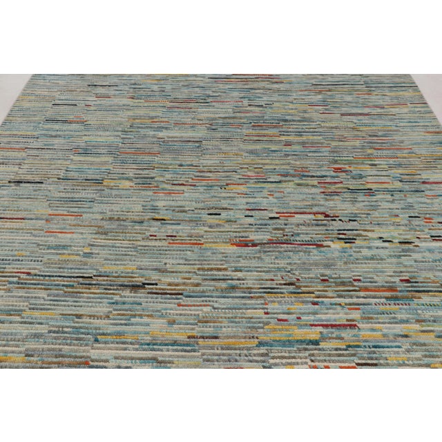 Rug & Kilim Rug & Kilim's Modern Rug in Arctic Blue and Multi-Color Striped Pattern For Sale - Image 4 of 8