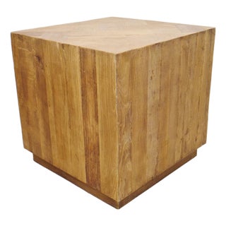 Salvaged Chevron Cube End Table For Sale