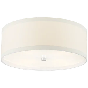 Kate Spade New York for Visual Comfort Signature Walker Medium Flush Mount in Burnished Silver Leaf with Cream Linen Shade
