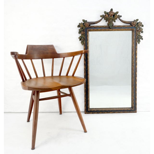 Wood Carved & Painted Floral Pattern Frame Rectangle Decorative Wall Mirror For Sale - Image 7 of 14
