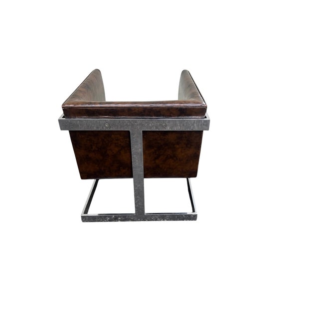 Mid 20th Century Milo Baughman Thayer Coggin Chrome T Back Cube Chair For Sale - Image 11 of 18