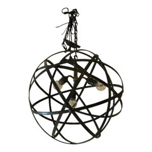 Industrial Modern Steel & Iron Spherical Orb Chandelier Pendant