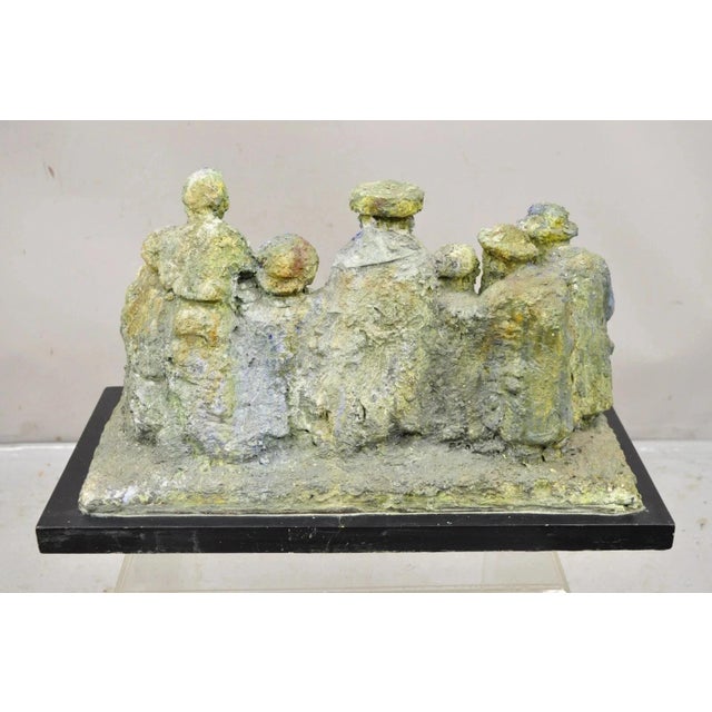 "Tashlich" by Samuel M Segal Judaism Vintage Brutalist Green Plaster Sculpture For Sale - Image 10 of 12
