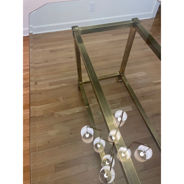 Brass LaBarge Attributed Brass and Glass Dining Table With 1/2" Thick Beveled Glass Top Vintage For Sale - Image 8 of 9