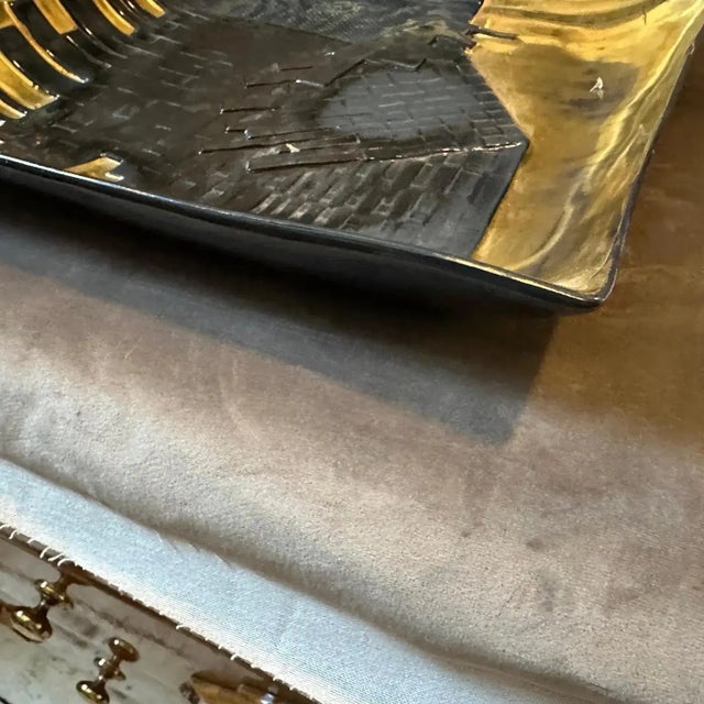 1980s Post Modern Gold and Black Ceramic Italian Vide Poche by Capodimonte For Sale - Image 6 of 13