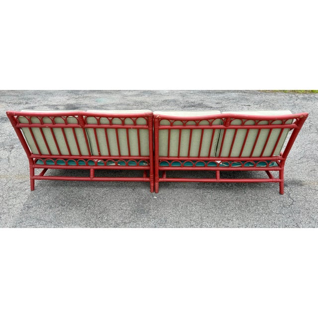 Ficks Reed 1950’s Ficks Reed / McGuire Style 2-Piece Sectional Sofa in Red For Sale - Image 4 of 12