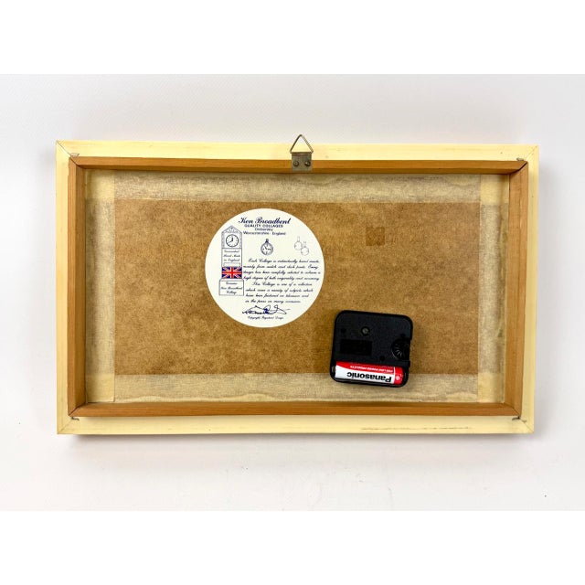 Gold British Art Wall Hanging Framed Locomotive Clock and Collage of Clock by Ken Broadbent, 1985 For Sale - Image 8 of 13