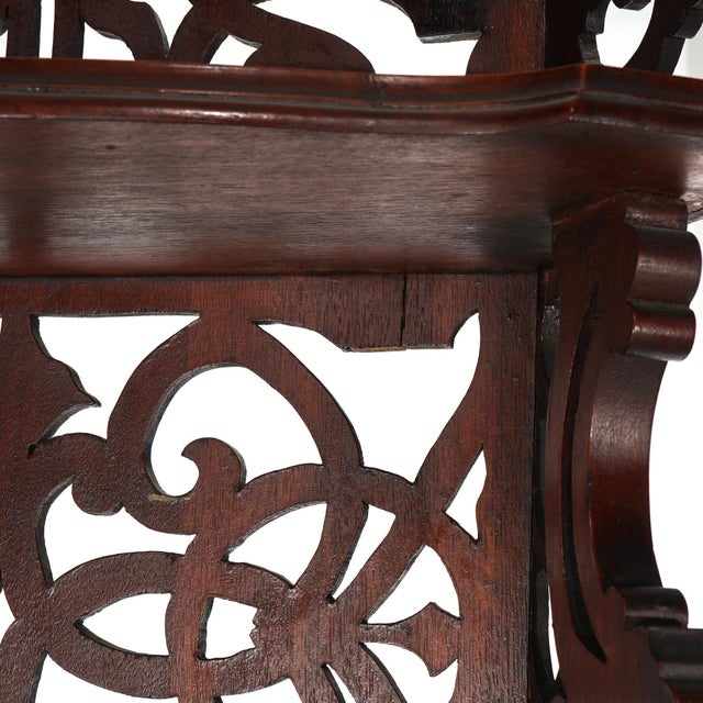 Antique Victorian Walnut Etagere with Reticulated & Graduated Carved Shelving For Sale - Image 9 of 12
