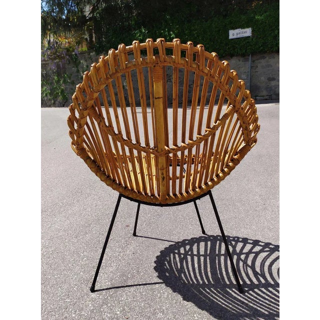 Large Italian Rattan Chair, 1950s For Sale - Image 4 of 5