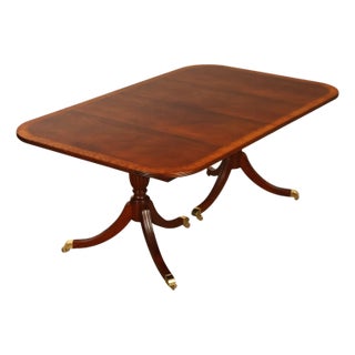 Craftique Mahogany Dining Table With Satin Wood Banding- 4 Leaves For Sale