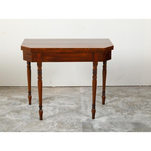Early 19th Century English Regency 1820s Lift Top Console Table with Turned Legs and Arrow Feet For Sale - Image 5 of 12