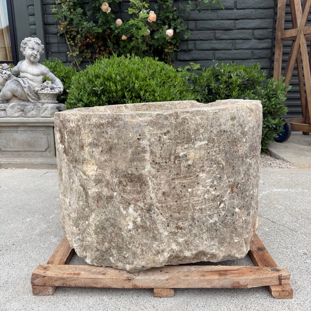 Early 20th Century Antique Limestone Trough 51226c 29" Dia For Sale - Image 5 of 9