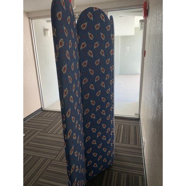 Blue Vintage Pierre Deux Fabric Screen/Room Divider in Blue Background For Sale - Image 8 of 9