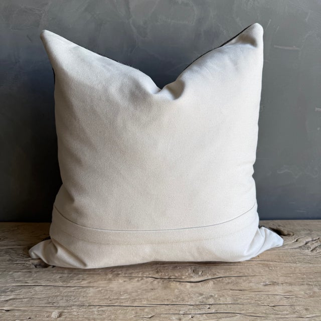 Vintage Turkish Rug Hemp Pillow With Down Insert 22" X 22" For Sale - Image 4 of 5