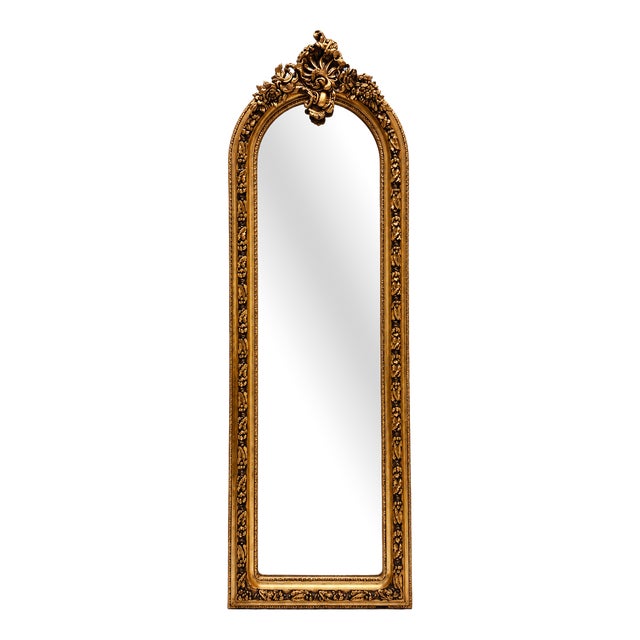 Large Golden Full-Length Mirror with Crest from Green Square For Sale