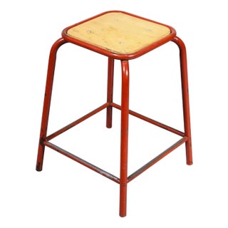 French Red Mullca Stacking Laboratory Stool, 1960s For Sale
