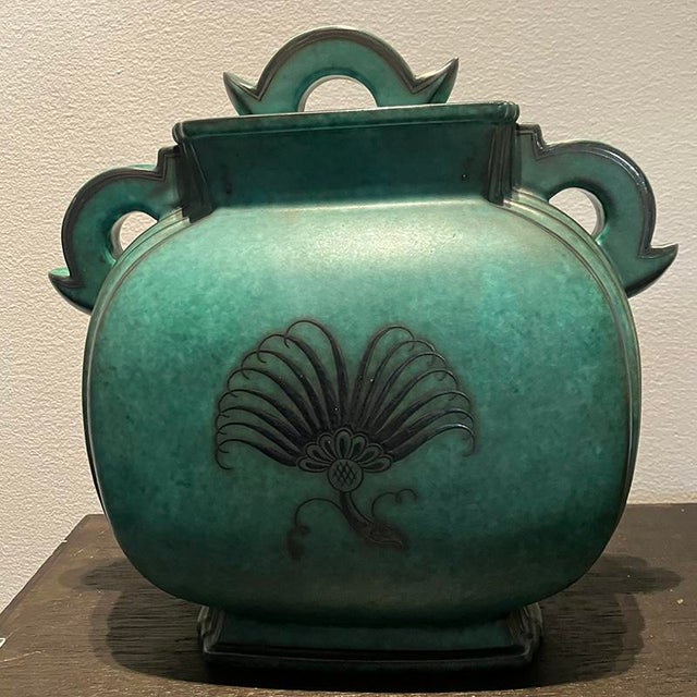 Vintage Urn with Lid by Wilhelm Kåge for Gustavsberg, 1940s, in Flawless conditions. Designed 1920 to 1949 This piece has...