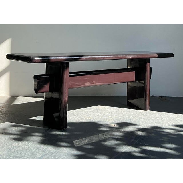 Vintage Boho Brown Lacquered Console Table For Sale - Image 9 of 10