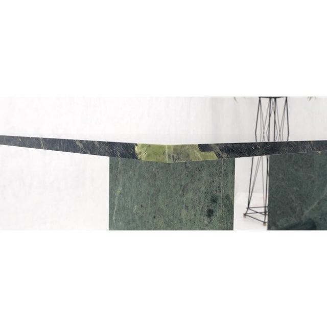 Green Rectangle Marble Top Cylinder Crome Stretcher Base Dining Table Desk For Sale - Image 9 of 12