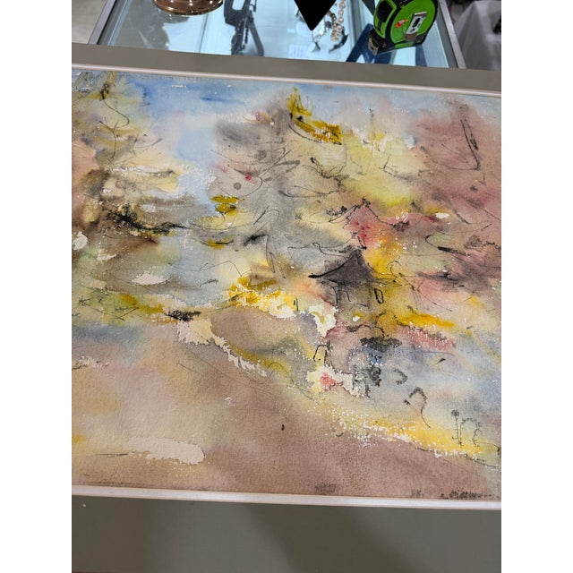 1960s Original Watercolor Pastel Landscape Painting by Nadine Vartanian 22x28 For Sale - Image 4 of 7