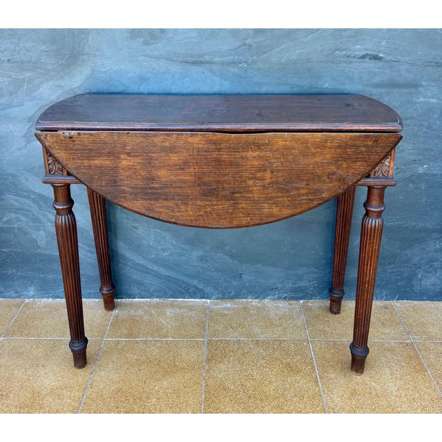 Spanish Neoclassical Oak Drop-Leaf Table with Drawer, Early 20th Century For Sale - Image 4 of 13