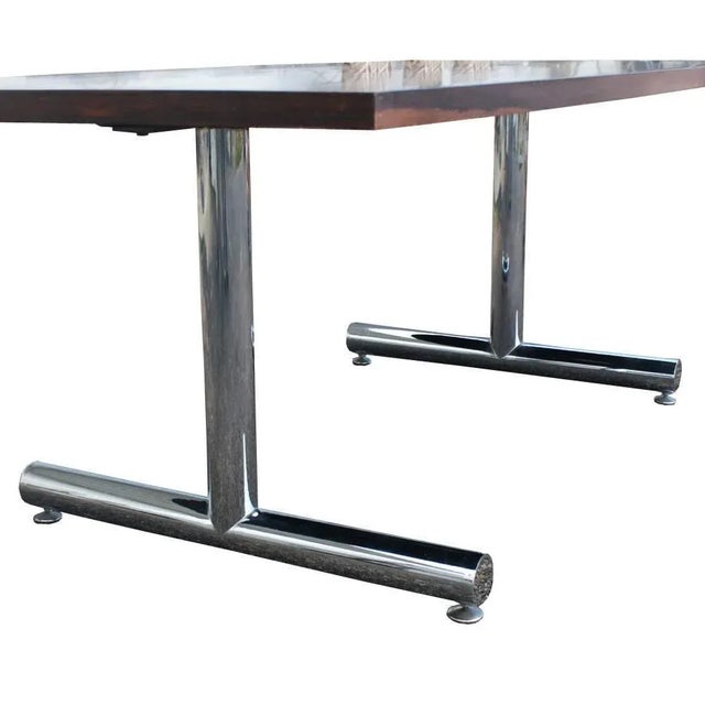 Rosewood Chrome Table Desk by Tim Bates for Pieff Furniture For Sale - Image 4 of 9