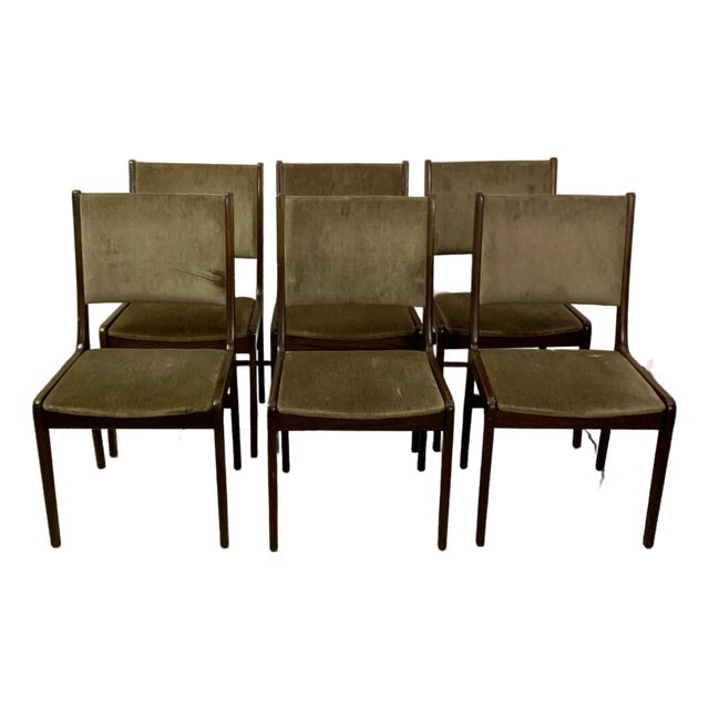 Set of Six Dining Room Chairs Made in Dark Wood by Faarstrup From 1960s For Sale