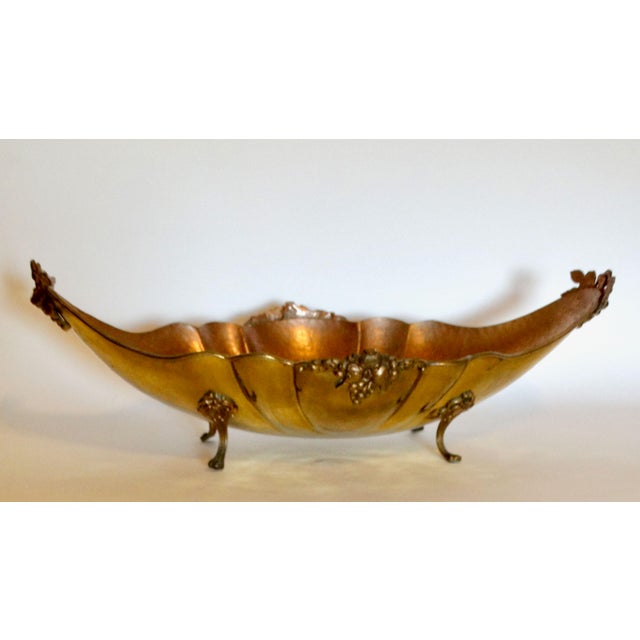 Large Antique English Hammered Brass Jardiniere With Preserved Boxwood For Sale - Image 6 of 7