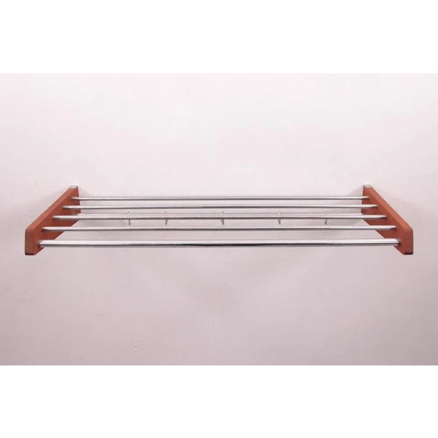 Danish Teak Wall Coat Rack with Chrome Hooks, 1960s For Sale - Image 9 of 11