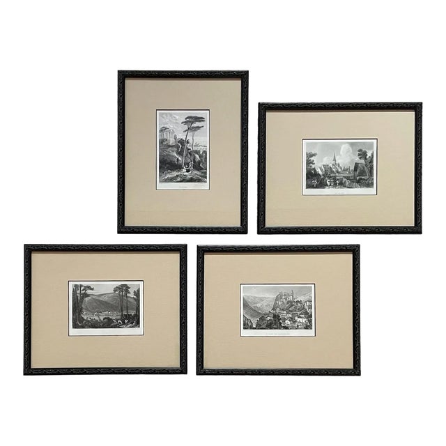 19th Century French Black & White Steel Engraving Prints After Rouargue Fréres - Collection of Four For Sale