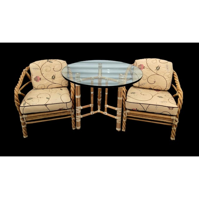 Late 20th Century McGuire Organic Modern Twisted Rattan Lounge Chairs