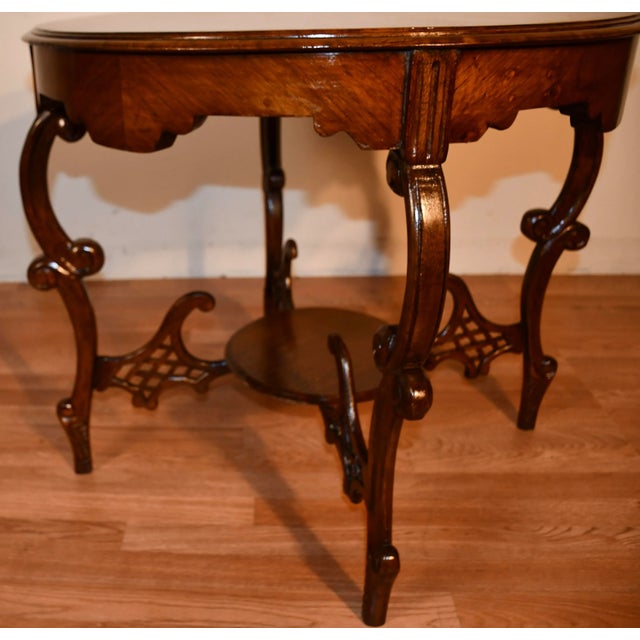 1920 Antique French Louis XV Carved Walnut Center Table / Hall Table For Sale - Image 6 of 11