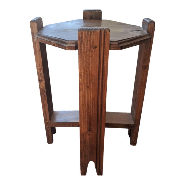 Vintage Mission Style Oak Plant Stand For Sale