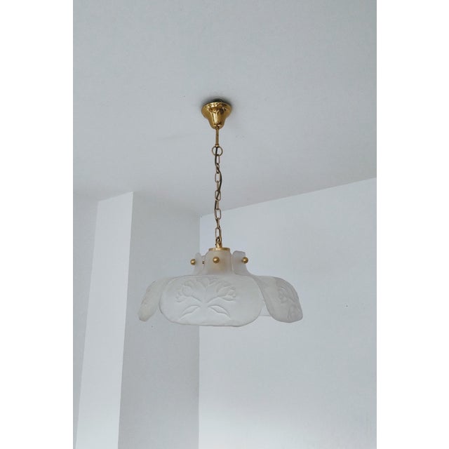 Mid-Century Modern Brass and Frosted Glass Pendant from Hillebrand Leuchten, Germany, 1970s For Sale - Image 12 of 18
