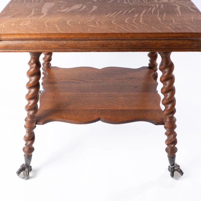 Wood Antique Oak Ball and Claw Foot Table-Circa 1900 For Sale - Image 7 of 9