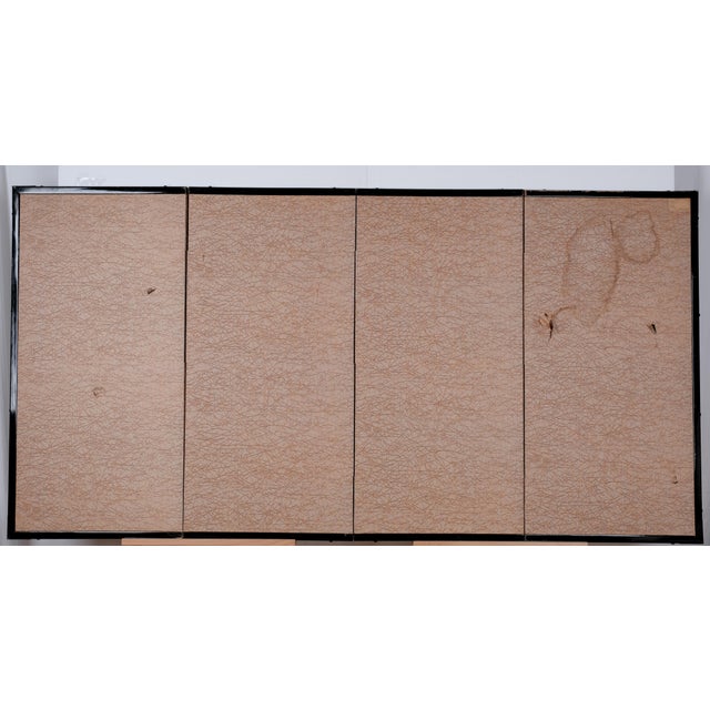 Mid-20th Century Byobu Japanese Hand Painted Silk "Ancient Tree in Winter" 4-Panel Folding Screen Very Good + Front & Good + Back For Sale - Image 11 of 11