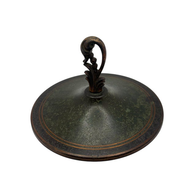 Carl Sorensen Art & Crafts Footed Covered Bronze Bowl With Stylized Flower Finial For Sale - Image 6 of 11