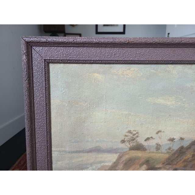Antique Coastal Oil Painting Early California Impressionist Beach Landscape For Sale - Image 9 of 16