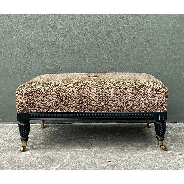 Vintage Kravet Tufted Leopard Ottoman For Sale In West Palm - Image 6 of 12