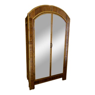 Vintage Stick Rattan Armoire For Sale