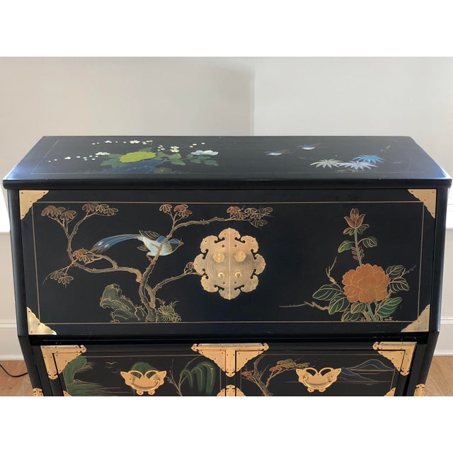 Chinoiserie Secretary Desk With Brass Butterfly Detail /Hardware Chairish