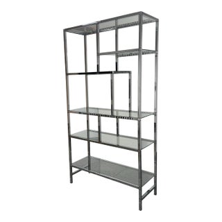 Milo Baughman Style Chrome and Glass Étagère, 1970's For Sale