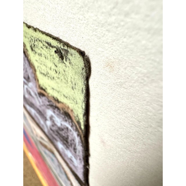 Pink 1980s George Colin Signed Folk Art Pastel Farm Chalk Art For Sale - Image 8 of 10