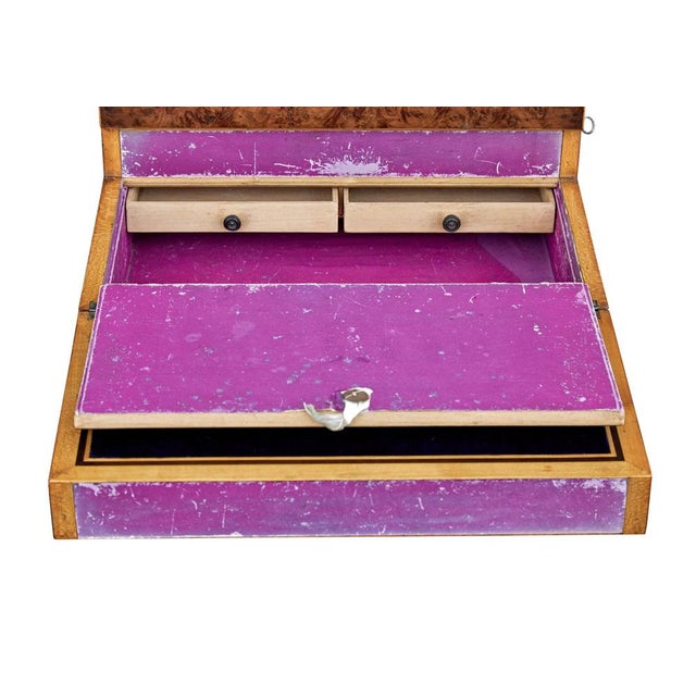 Brown 19th Century Victorian Burr Walnut Desk Top Writing Slope, 1870s For Sale - Image 8 of 10