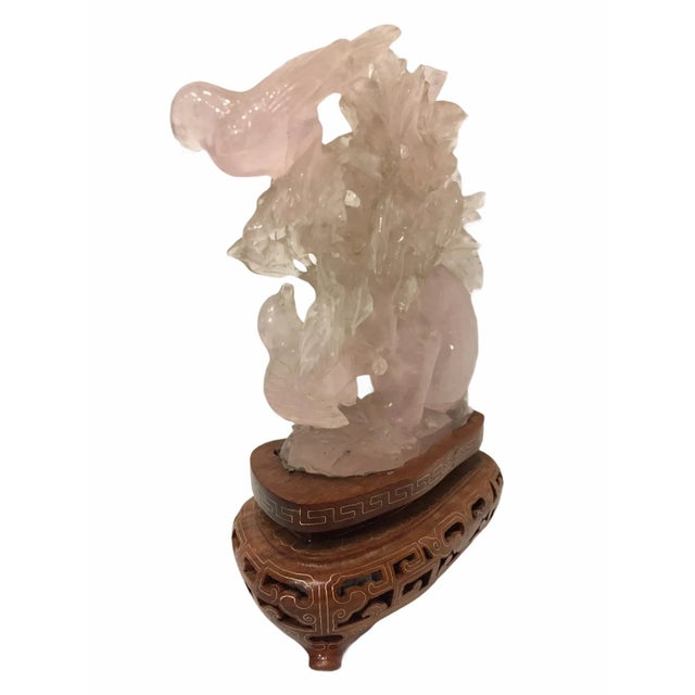 1960s Chinese Carved Rose Quartz Sculpture For Sale - Image 5 of 11