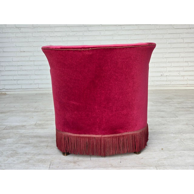 Danish Relax Armchair in Red Velour with Ash Legs, 1960s For Sale - Image 18 of 18