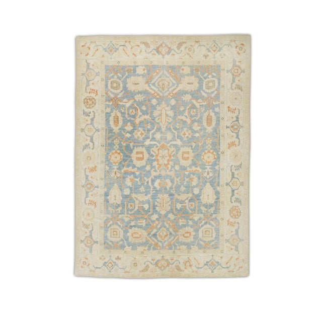Textile Modern Turkish Fine-Woven Oushak Rug 8'10" x 12'4" For Sale - Image 7 of 7