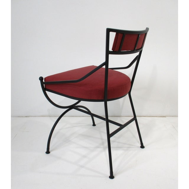Mid 20th Century French Iron and Upholstered Outdoor Indoor Dining Chairs For Sale - Image 5 of 12